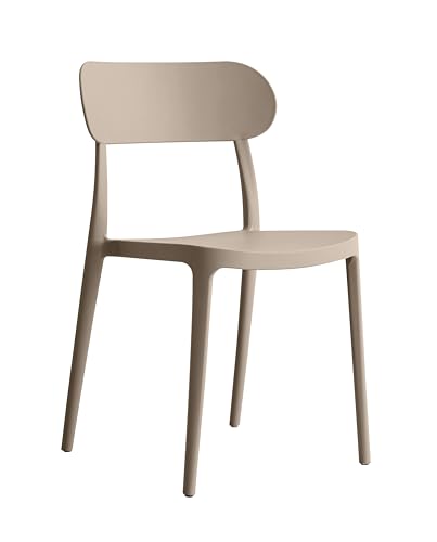 METRO Professional Chaise d'extérieur, Polypropylène, Empilable, Chaise, Jardin, Terrasse Balcon, Bistrot, 48 x 49 x 80 cm, Beige