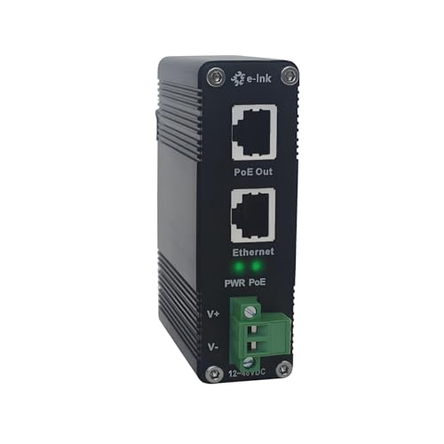 Image of PoE Injector - Industrial Gigabit PoE+ Injector IEEE802.3 at 30W Hardened POE Adapter with 12-48V DC Input DIN- Rail, Wall Mount