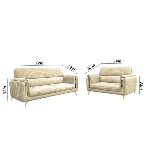 Image of Casaliving Gelio 3+2 Seater Sofa Set for Living Room (Cream Colour) Premium Fabric Sofa Set Forliving Room