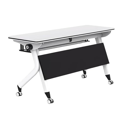 CGHAZLJ Mesa de Conferencia Plegable, Mesa de Conferencia móvil con Ruedas abatibles, con Ruedas de Bloqueo silencioso, para Oficina, Sala de reuniones (140 x 75 x 60 cm/55 x 29 x 24 pulga