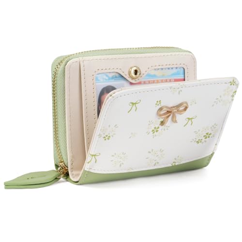 Image of GAEKEAO Small Wallet for Women RFID Blocking Vegan Leather Floral Ladies Purse Bifold Compact Card Holder with Zipper Pocket