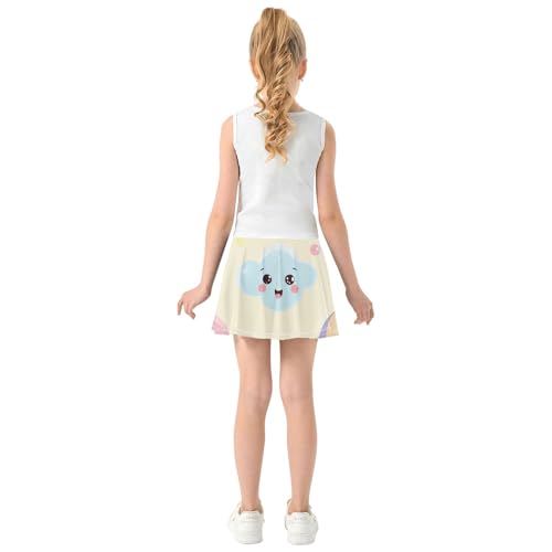 Cute Pastel Clouds Kids Tennis Skirts Rainbow Athletic Shorts Girls Skorts Pleated 4t4
