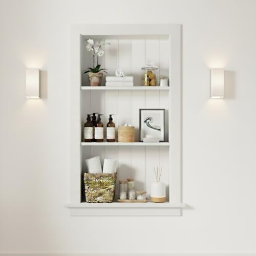 Houseables Recessed Wall Niche, Recessed Medicine Cabinet, Medicine Cabinet Insert, In Wall Shelf, Bathroom Niche, Insert for Drywall, Between Studs Shelf Replacement, Without No Mirror, 14x24 (17x27)
