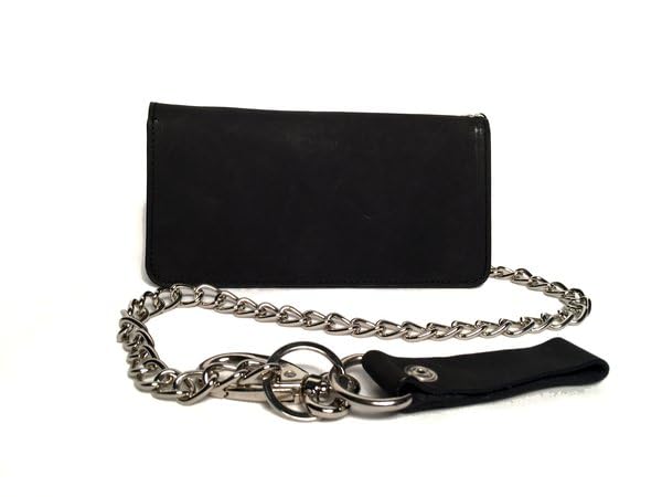 Leather Biker Wallet with Chain New Tough Black Leather Version2
