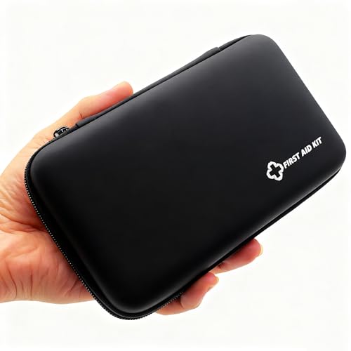 Small First Aid Kit Portable Compact Waterproof Mini Refill Supplies for Home Car Travel Camping Truck Hiking Sports Office & Outdoor Emergencies Black