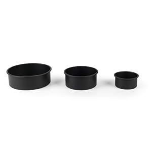 Salter BW12551EU7 Set di latta per torte – 3 vaschette tonde antiaderenti, cassaforte per forno fino a 220 °C, stampi per torte, lati dritti profondi, 16/21 cm, matrimonio/torte di compleanno, nero