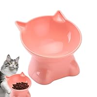 Keramische kattenbak met metalen standaard, snorhar-vriendelijke anti-braaksel verhoogde kom, verhoogde kattenvoer waterplaat anti-braken kattenvoerbak voor katten kleine honden, bescherm de wervelkolom van huisdieren (zwart