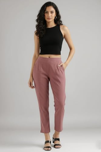 Image of DIGITAL SHOPEE Women Regular Fit Elastic Waist Full Length Cotton Formal Trouser for Casual Wear, Office Wear