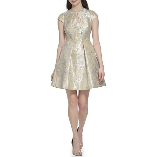 Vince Camuto Women's Cap Sleeve High Neck Fit & Flare Mini Dress