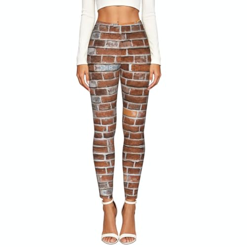 Leggings de compresión Old Brick Wall Print de mujer para entrenamiento 2