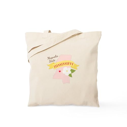CafePress Magnolia State Tote Bag Reusable Natural Beige Canvas Shopping Bag