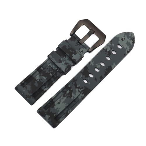 Bracelet caoutchouc coloré camouflage 22mm 24mm 26mm pour montre