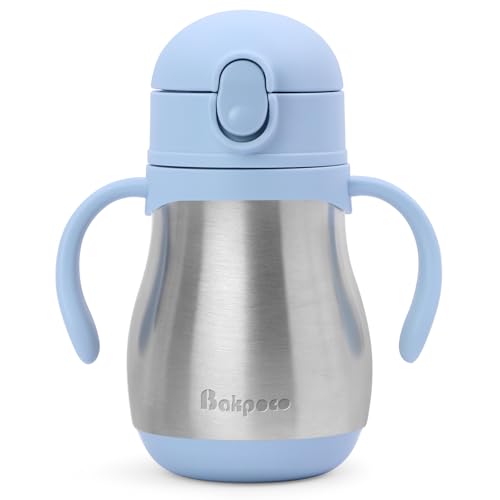 Bakpoco Stainless Steel Straw Sippy Cup for Toddlers 1-3 Years