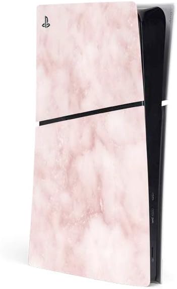 Skinit Decal Gaming Skin Compatible with PS5 Slim Digital Edition Console - Pink Gold and Black Marble Design