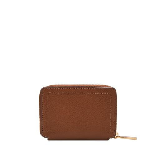Image of Fossil Women's Logan RFID-Blocking Leather Zip Around Card Case Wallet with Keychain