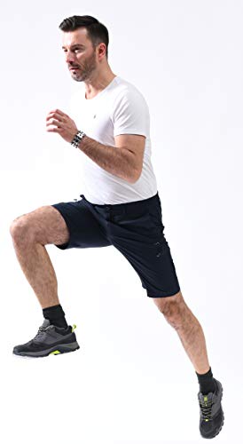 Svacuam Men's Quick Dry Running Shorts Workout Athletic Outdoor Shorts Zip Pocket(Blue,34) #TOP2