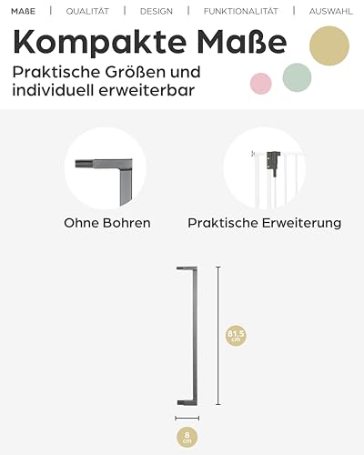 Geuther Verlängerung Türschutzgitter Easylock Plus I Anthrazit, 8 cm Metall I stabile Erweiterung für Treppenschutzgitter ohne Bohren I Kinderschutzgitter Zubehör I Verlängerungsstück Schutzgitter