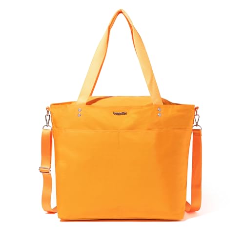 Image of Baggallini Carryall Tote - Lightweight Nylon Zipper Top Weekender Travel Beach Bag w /Luggage Sleeve