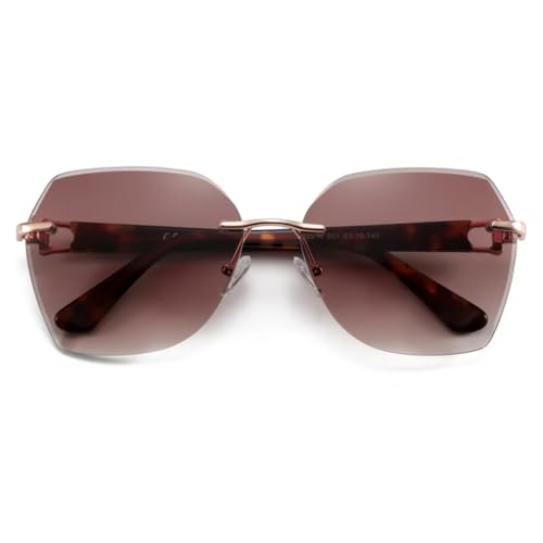 Lunettes de soleil oversize en métal haut de gamme sans monture verres dégradés