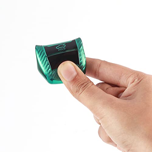 Image of JVCV Soft TPU Carbon Fiber Style Car Key Cover Compatible with Kia Seltos Sonet Carens 3 Button Push Start Car Key (Green)