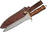 SZCO Full Tang Commando Dagger 11.5 Inch - Pocket Knifes with Double Edge Stainless Steel Blade, Wood Handle & Leather Sheath for Me - Camping Knife with Brass Guard for Hiking, Camping & Outdoor