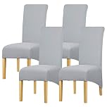 Leorate Large Size High Back Chair Cover Stretch Spandex Chair Proteror for Dining Room Banquet Hotel Home Decor Grey 4 pieces