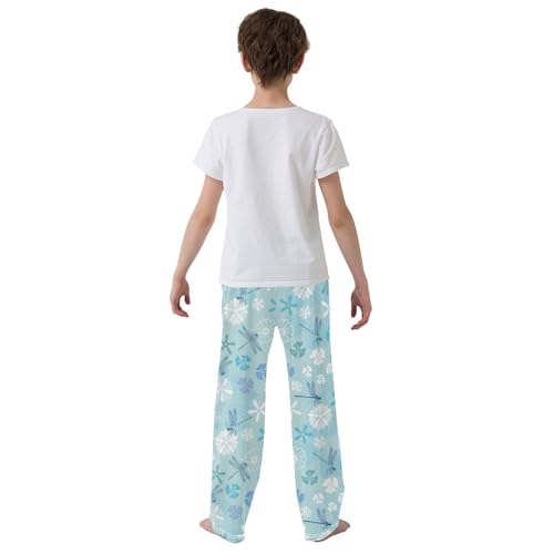 ZZXXB Dragonfly Spring Flowers Boys Long Pants Soft Trousers Elastic Waist Kids Lounge Bottoms with Pockets S-XL3
