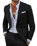 HUUTOE Black Linen Suits for Men Causal Mens Linen Suit Black Men's Christmas Suit 2 Piece Men's Wedding Suits 2025 Homecoming Suits for Men Trajes para Hombre L 42