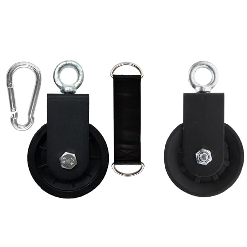 Haodream Silencioso rollo de cable de gimnasio con correas para colgar y mosquetón, rotación de 360 grados, rodillo suave y silencioso, proyectos de fijación, sistema de rodillos para levantamiento de