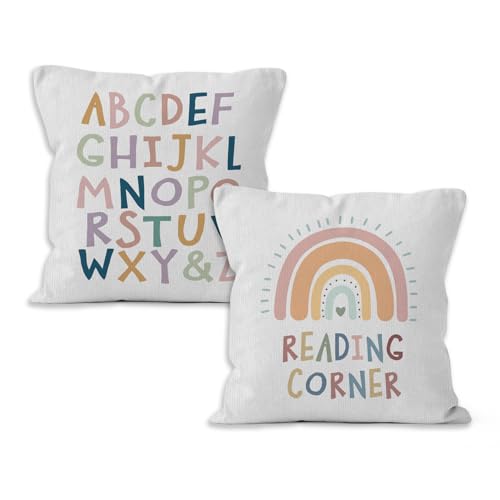 VRW Reading Corner Throw Pillow Covers, Classroom Book Nook Decorative Pillow Covers for Nursery...