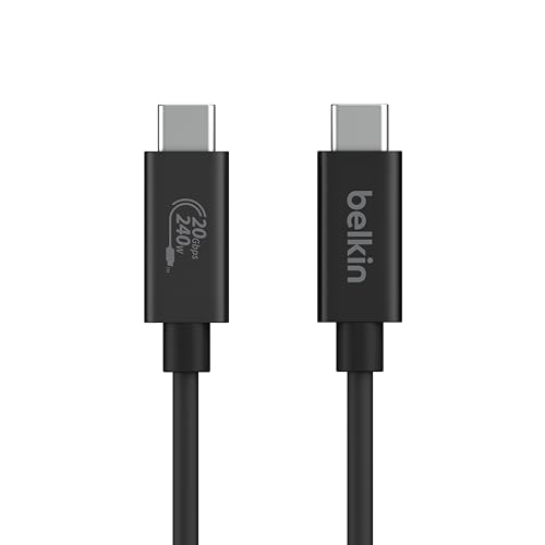 Image of Belkin Connect USB4 Cable 1.2M Power Cable, USB-C to USB-C Cable w / 240W Power Delivery + 20Gbps - USB4 Compliant Power Cable, Compatible with MacBook, Windows, Chromebook, & More