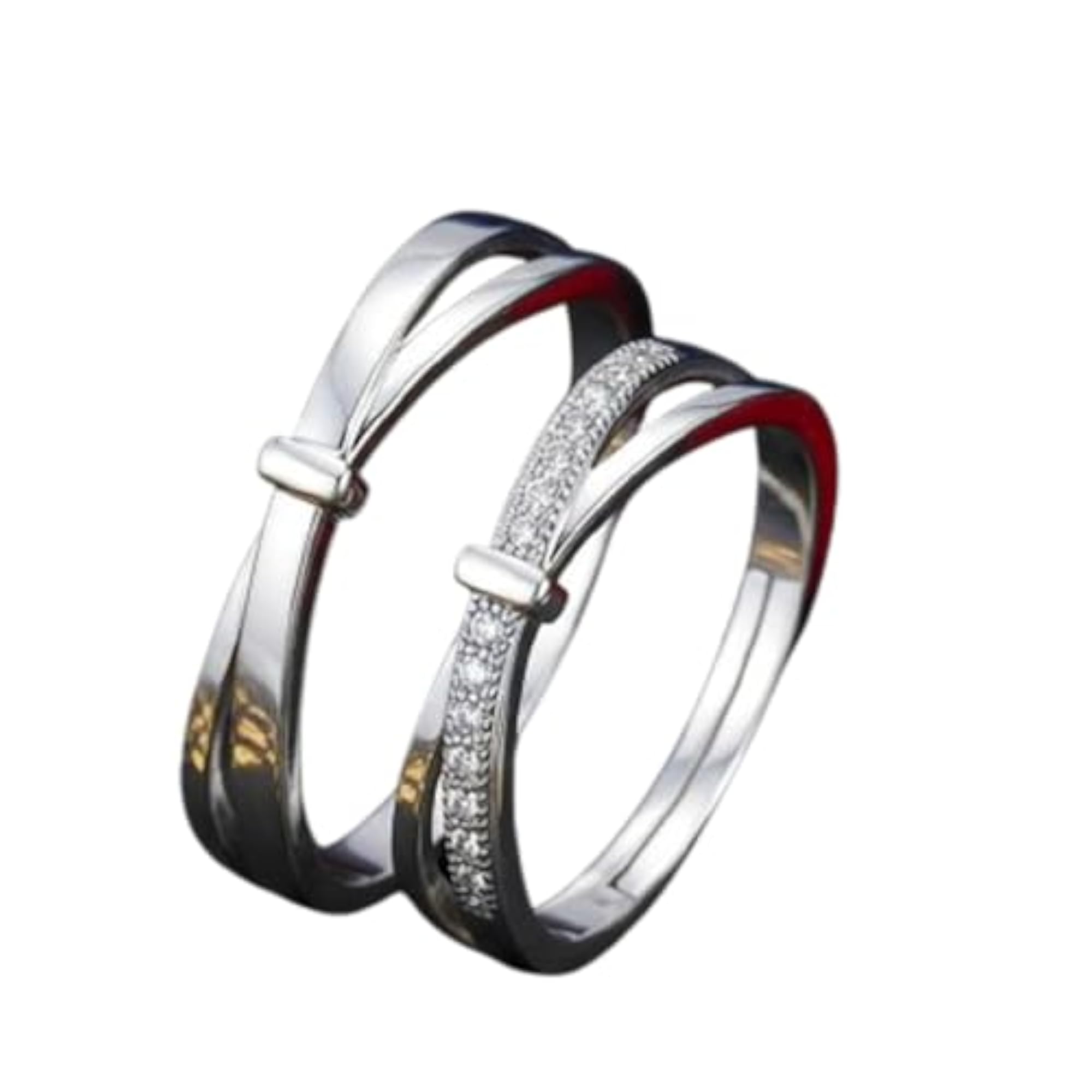 Adjustable Couple Rings Set, Stainless Steel Matching Bands