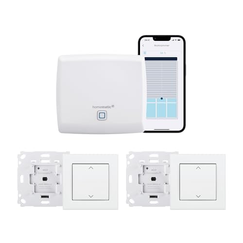 Homematic IP Starter Set Beschattung, Smart Home, digitale Steuerung für 2 Rollläden oder Markisen per App, Alexa & Google Home, elektrische Rolladen smart nachrüsten, 158143A0