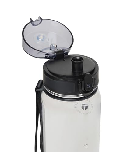 Image of TEGO Rise Tritan Water Bottle | 800ml Secure Flip Lock Lid | BPA-Free, Durable & Impact-Resistant | Wrist Strap for Easy Carry | Hydration Tracker | Gym, Office, Travel Water Bottle (Transparent)