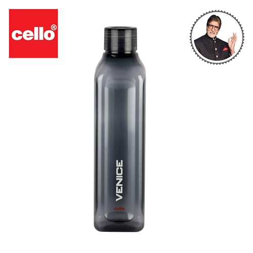 Cello Venice Plastic Water Bottle | Unbreakable and Hygienic | Perfect for staying hydrated at the school,college, work, gym and outdoor adventures Water Bottle | 1 Litre | Set of 3, Black
