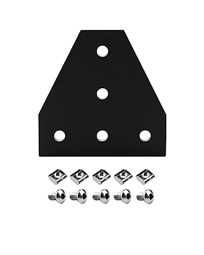 iYueMps 4pcs T Shaped Corner Bracket Plate for 2020 Aluminum Extrusion with 20pcs M5 T Nuts 20pcs M5x8mm Screws 1pcs Wrench for 2020 Aluminum Profile 3D Printer Frame-Black - Image 2