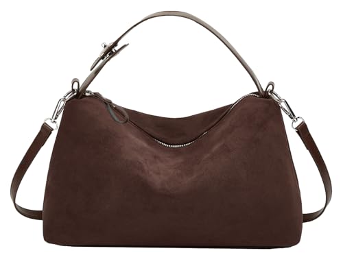 Bolso tipo satchel de ante para mujer, bolso de hombro y asa superior, tipo tote y crossbody, estilo nube, bolso tipo almohada miniatura 1