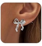 Gold/Silver Bow Earrings for Women, Post Ribbon Knot Earring Bow Stud Earrings Daily Jewelry