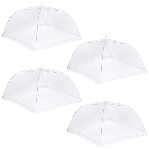 T-TXS Campana de Alimentos, Carpa Plegable con Pantalla de Malla antiinsectos, 43 cm, Color Blanco 4 Pack