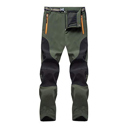 Freiesoldaten de los Hombres Forrado de Vellón Al Aire Libre Caminando Pantalones de Senderismo Softshell Calentar Pantalones de Invierno con Cinturón