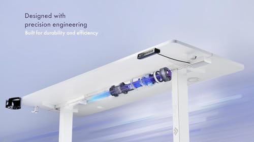 Image of ARTIKEL Artidesk Eco Electric Height Adjustable Table for Office Work & Home-Sit Stand Gaming Desk 80kg Load, Cup Holder, 2 Hooks,Cable Organizer 2Split Tabletop (White, 120x60 CM)