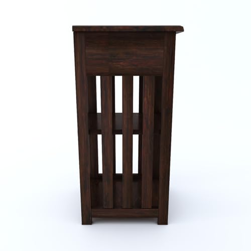 Image of Sheesham Wood Bedside Table with 1 Drawer and 2 Shelf Storage for Bedroom Living Room Office Home Furniture End Table| Sofa Side Table| Nightstand, (Walnut Finish)