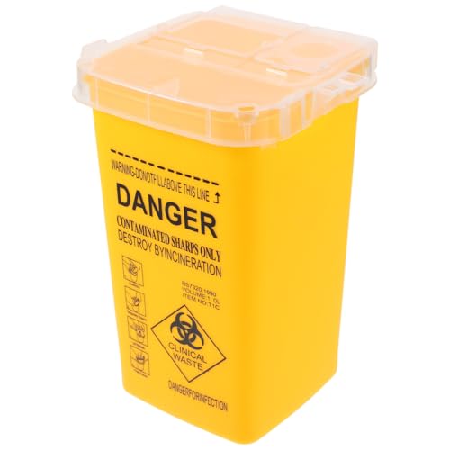 Veemoon Contenedor de basura transparente para agujas, caja de eliminación robusta para residuos afilados adecuado para clínica en casa y fuera de material PP para una eliminación segura de agujas