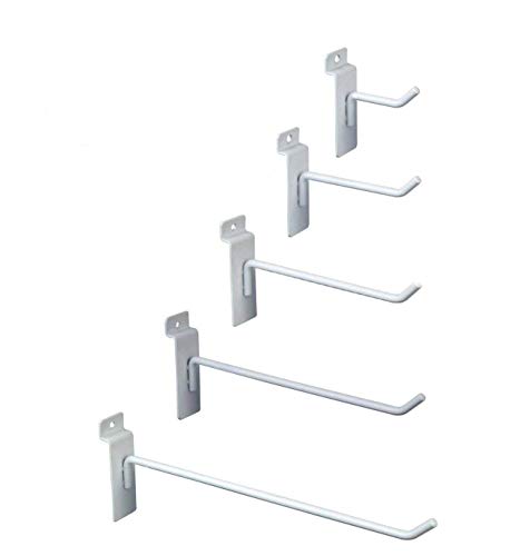 Only Hangers Commercial Grade White Slatwall Hooks - Combo Pack of 50 Assorted Size White Peg Hooks for Slatwall - (10) of Each 2