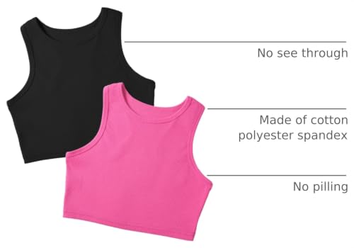 Image of Auranso Girls Tank Tops 2 Pack Ribbed Knit Sleeveless Crop Tops for Kids