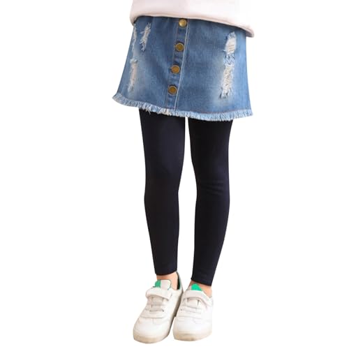 Generic Modern Dresses for Girls Footless Leggings with Denim Skirt Kids Clothes Ruffle Tutu School Uniforms Dress for