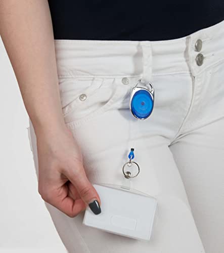 Porta badge con portachiavi retrattile blu incl