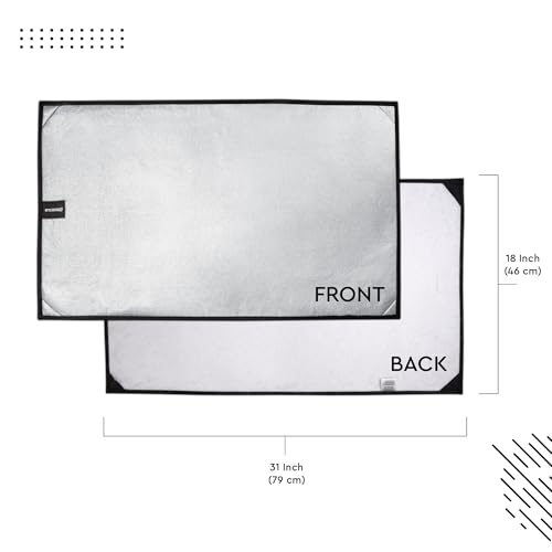 Image of Encasa XO Ironing Mat for Tabletop - Heat Resistant Magnetic Ironing Pad 18 inchx31 inch | Folding Ironing Board Alternative for Washer & Dryer | Portable Quilted Travel Mat (Silver)