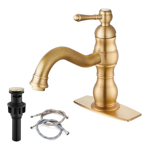 gotonovo Bathroom Faucet 1 Hole Vintage Antique Brass 7.1 Spout Reach