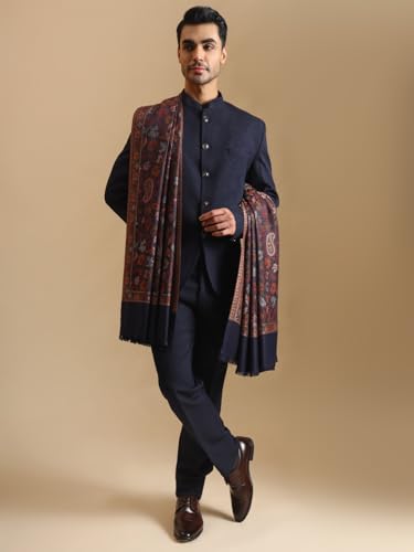 Image of Zamour Faux Pashmina Soft Jamawar Woven Jacquard Shawl for Men